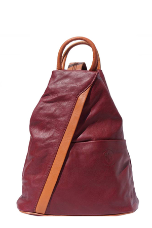 Women's city leather backpack 2 in 1. the original shape of letter A backpack in 2-in-1 - can be worn classic or on one