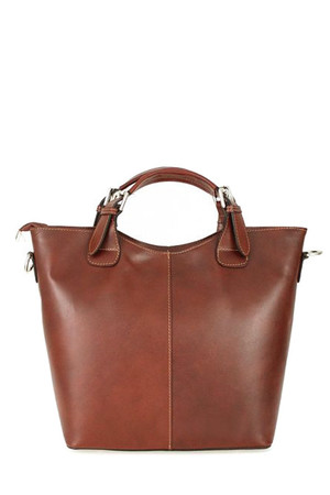 Spacious genuine leather bag with a detachable strap suitable for the city and travel. zipperable the ears have decorative