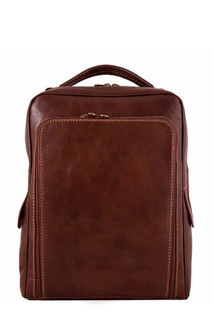 Leather Italian backpack in a classic timeless look. the main compartment is zipped in the interior is a single space to fit