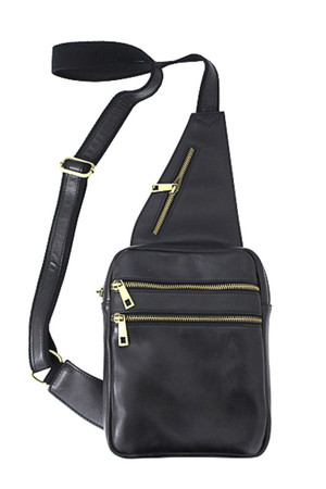 Unisex genuine leather crossbody handbag made in Italy. long shoulder strap made of solid textile material the strap has a