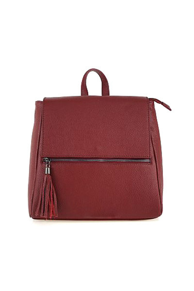 Women's leather square backpack with fringe