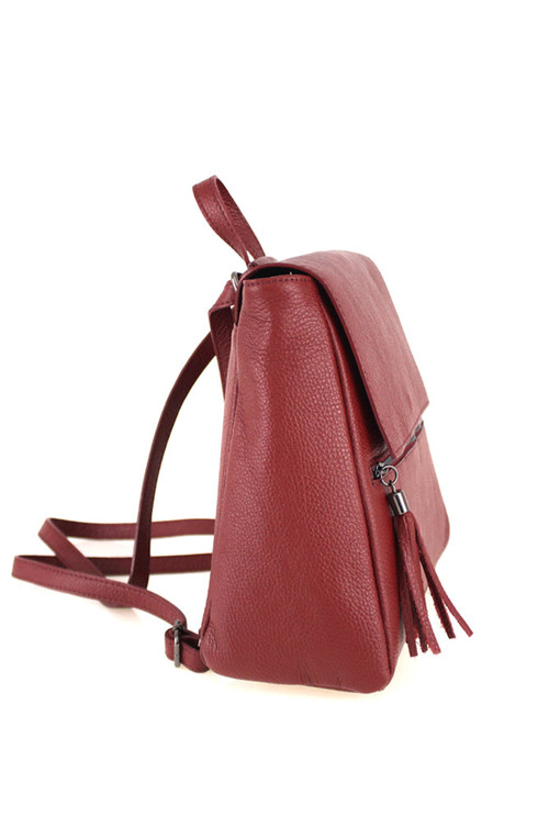 Women's leather square backpack with fringe