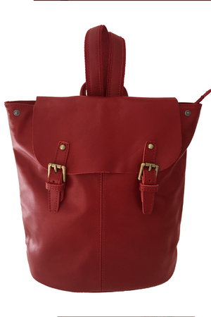 Women's single-color leather backpack - import Italy. suitable for trips to the city, it is safe to travel by public