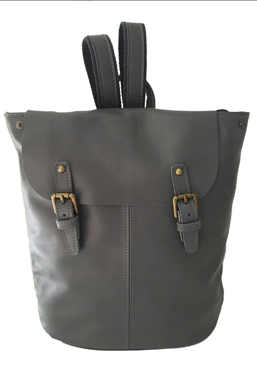 Ladies monochrome genuine leather backpack