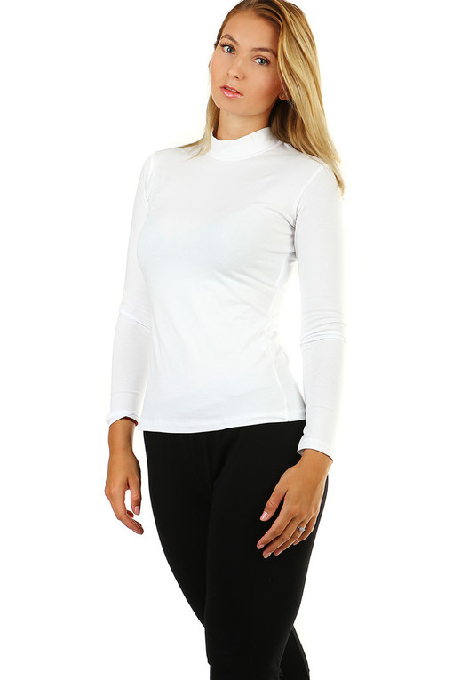 Women's one-color t-shirt with a stand-up collar