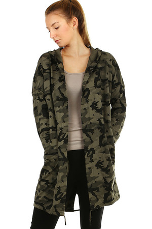 Cotton camouflage cardigan - jacket without fastening with small stars motif. soft, strong, comfortable to wear camouflage