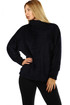 Women's hairy turtleneck with bat sleeves