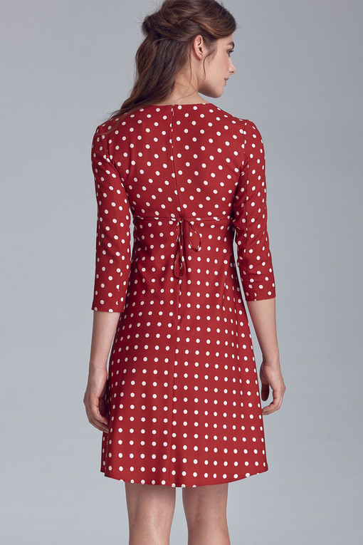 Polka dot A-line dance dress with 3/4 sleeves