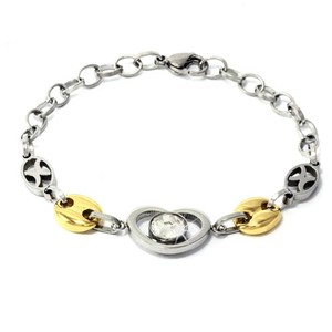 Surgical steel bracelet with heart and stone motif. heart size 22mm x 16mm length adjustable 0 - 21cm