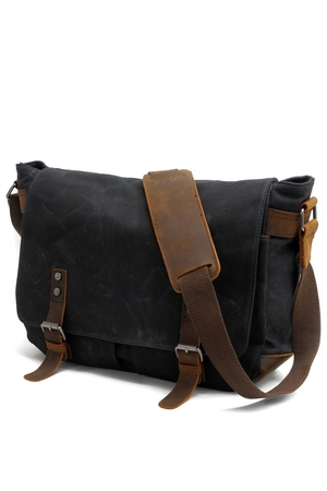 Waterproof vintage canvas unisex bag interior completely lined padded tablet compartment, secured with a wide rubber band