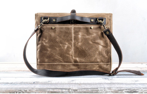 Vintage canvas handbag with leather