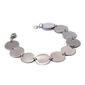Large steel bracelet made of surgical steel length adjustable 0 - 18cm coin diameter 16mm