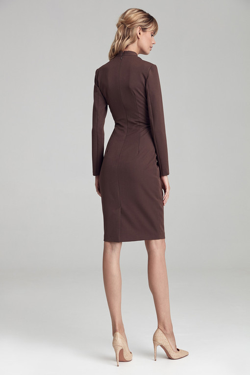 One-color sheath dress with stand-up collar