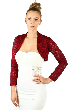 Women's bolero with a heart motif. base fabric on the front and collar long sleeve Use: for all social events, but also as a