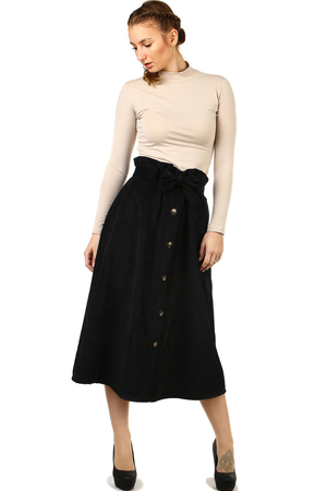 One-color women's E-skirt in midi length. waist 9 cm high with sewn rubber a strap that is inserted into four loops