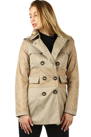 Ageless trench coat for a transitional period of a classic style with an unusual revival in the form of lace for romantic