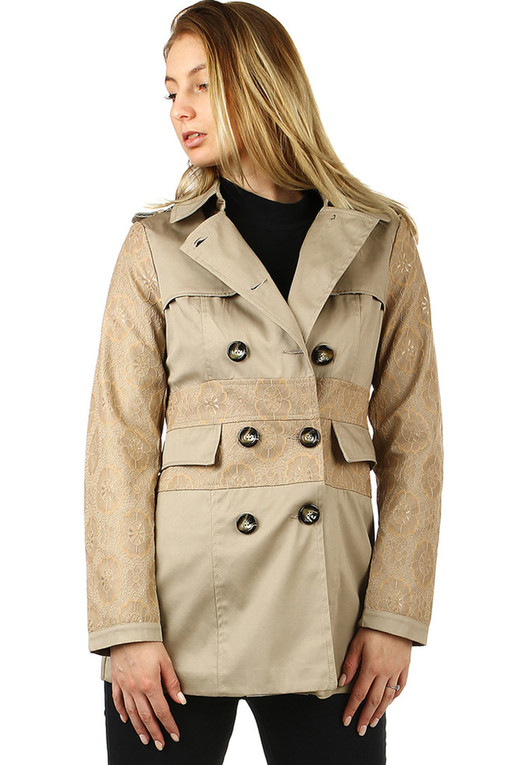 Women's trench coat with lace details