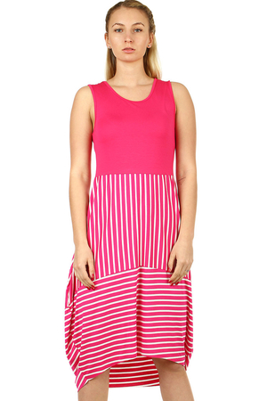 Summer dress with balloon skirt. Material: 95% viscose, 5% elastane Import: Italy