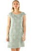 Linen women's dress with embroidery and pockets