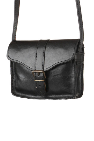 Small crossbody handbag made of genuine leather. can be closed with a flap with a lock with a buckle length adjustable strap