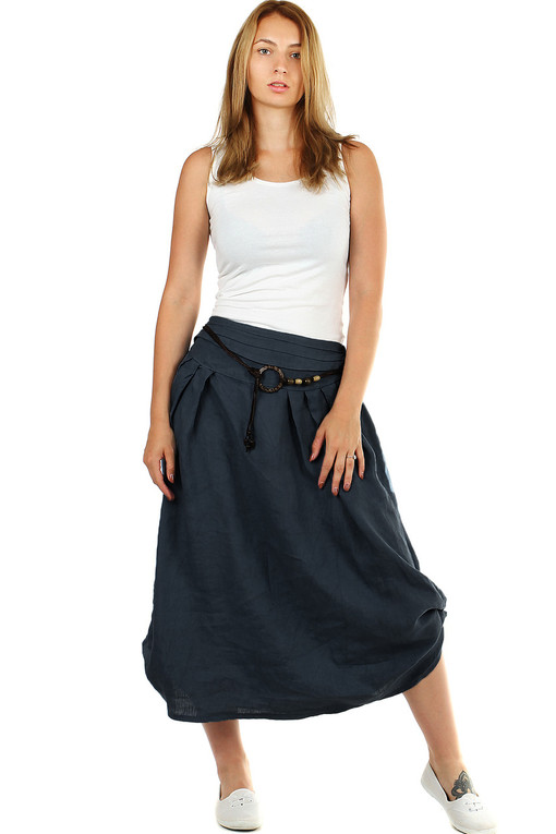 Women's long balloon linen skirt