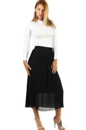 Elegant women's pleated maxi skirt. hide problem areas elastic waist 4 cm double layer skirt contains shorter petticoat