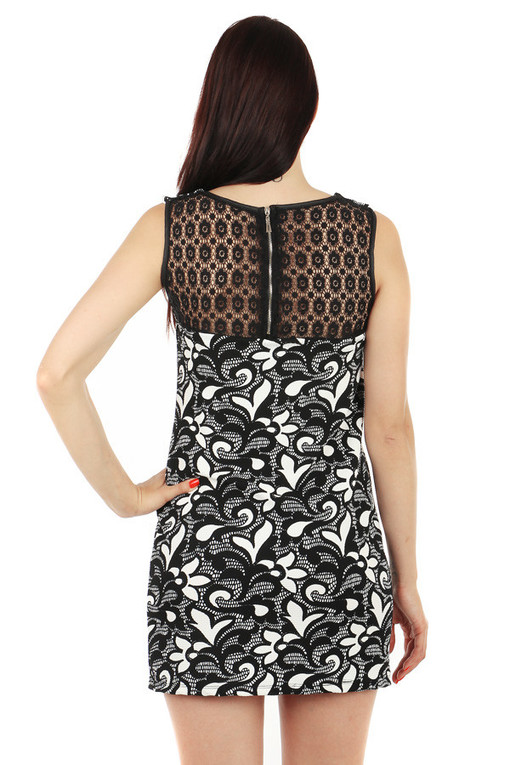 Patterned dress with lace