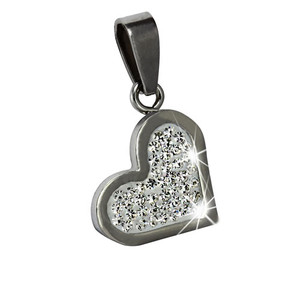 Heart pendant made of surgical steel on a chain. size 15 x 15 mm