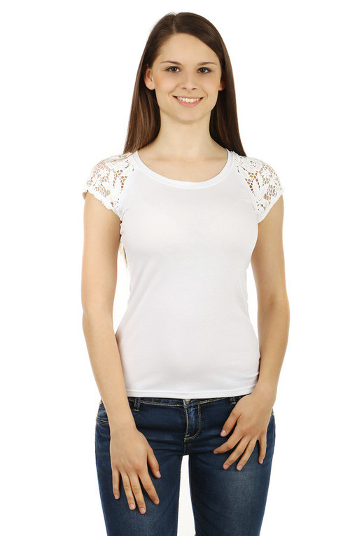 Women's t-shirt lace sleeves
