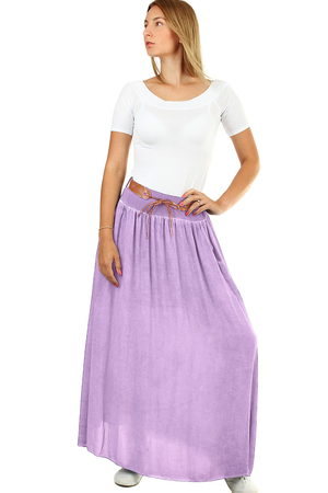 Long summer skirt with pockets and belt with batik effect. hide problem areas light airy fabric elastic waist 8 cm high -