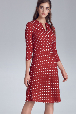 Women's polka dot dress polka dot retro style zip fastening on the front upper part short hidden zipper on the side knee