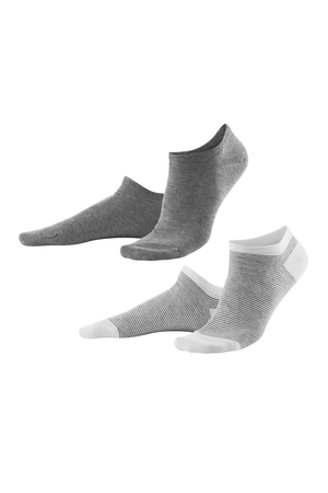 Low women's socks in a package of 2 pairs from the German brand LIVING CRAFTS. one-color + patterned variant natural material