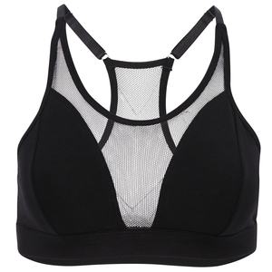 Women's organic cotton bra with a mesh insert in the neckline and on the back of the Comazo brand elegant in a deep neckline