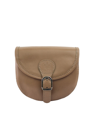 Women's crossbody handbag made of genuine leather small but practical flap with briefcase lock fastening with a patent