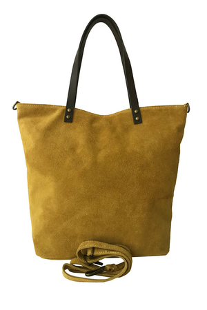 Italian medium-sized leather handbag one color design suede effect zip fastening inside zip pocket inside cotton lining ear