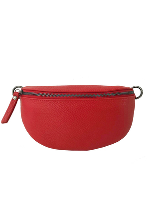 Women's modern-retro kidney bag one color design made of genuine soft leather combination of styles zip fastening lined