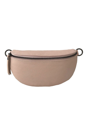 Women's modern-retro kidney bag one color design made of genuine soft leather combination of styles zip fastening lined