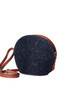 Leather round handbag flower motif