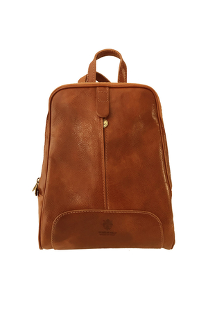 Unisex leather backpack for the city it closes with a zipper lined inside 3 pockets, 1 with zipper zip pocket on the back