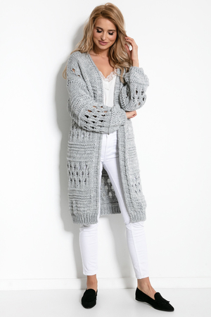 Women's cardigan with loose eyes one color design sleeves in a slightly balloon cut elastic hem around the sleeves and bottom