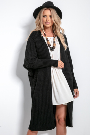 Ribbed cardigan in midi length: neutral pattern universal size long elastic cuff on the sleeves midi length optically
