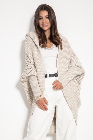 Women's maxi cardigan: timeless modern hooded wide collar piping long sleeves warm and light at the same time Material: 50%