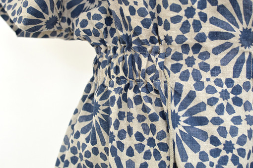 Summer linen patterned dress