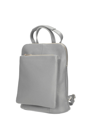 Elegant women's leather backpack combined with a handbag suitable for the city. inside the zip compartment, which divides the