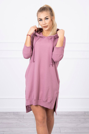 Oversized long women's sweatshirt or dress solid colour high cotton content comfortable long sleeves hood with drawstring