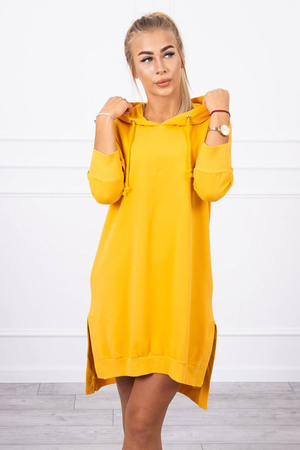 Oversized long women's sweatshirt or dress solid colour high cotton content comfortable long sleeves hood with drawstring