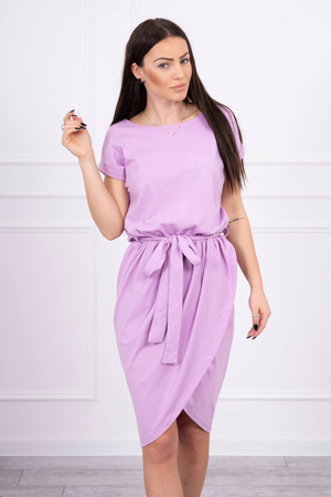 Monochrome summer dress with a high percentage of cotton. round neckline short sleeves with a halter neck tie belt tulip
