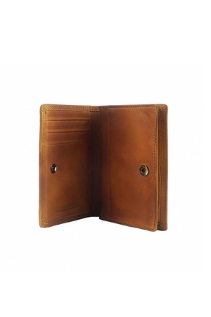 Simple small leather wallet with patent opening space for change on the right side card slots can be worn as a wallet made of