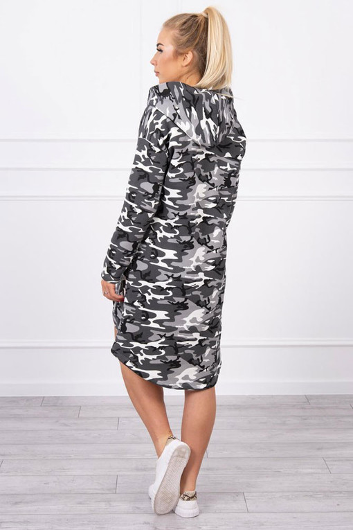 Cotton camouflage dress with sleeves