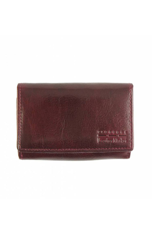 Leather wallet in classic look coin and card compartment 7 card slots one section opens with a snap, the other with a zipper